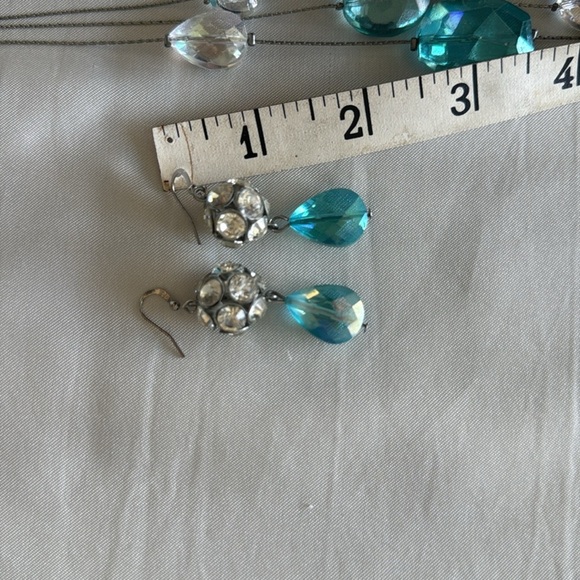 Teal & Crystal Beaded Multi-Strand Wire Necklace and Earring Set - Picture 9 of 10